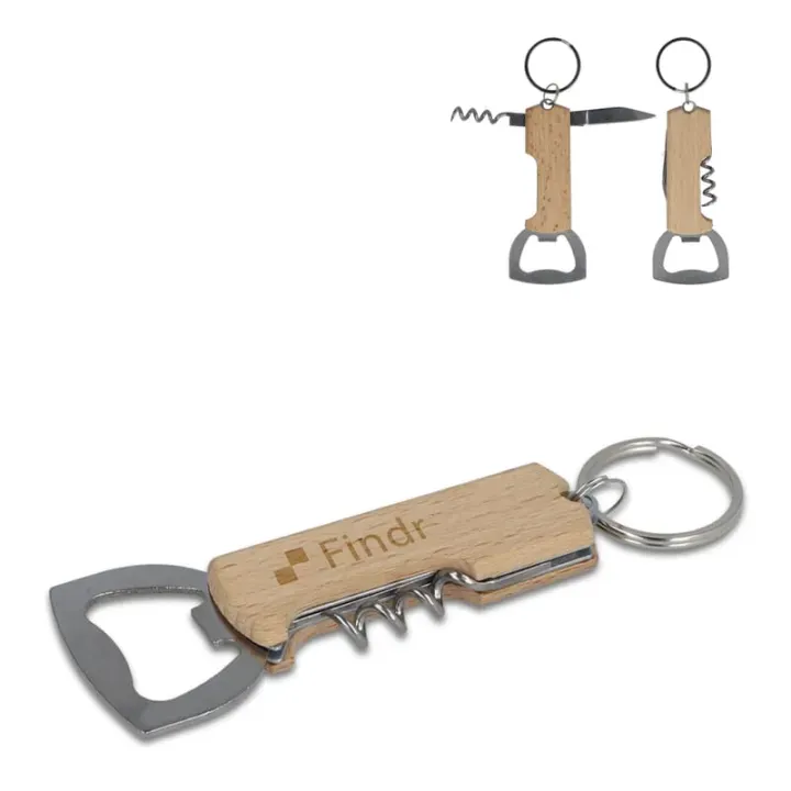 Bamboo wine  bottle opener keychain - LT99705 (gadzety reklamowe)